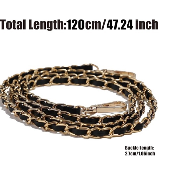Gold and Black leather and gold replacement Chain Strap - Picture 1 of 8